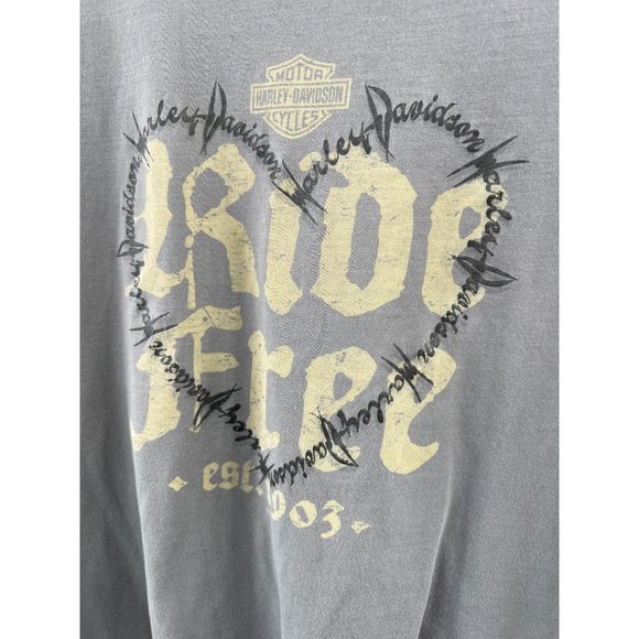 Harley Davidson Ride Free Short Sleeve T-Shirt Womens L Gray Printed Cotton - Picture 3 of 10